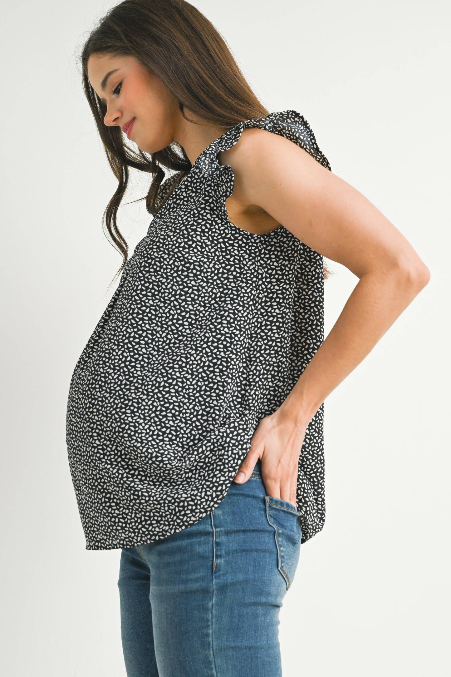 V-Neck Ruffle Maternity Top