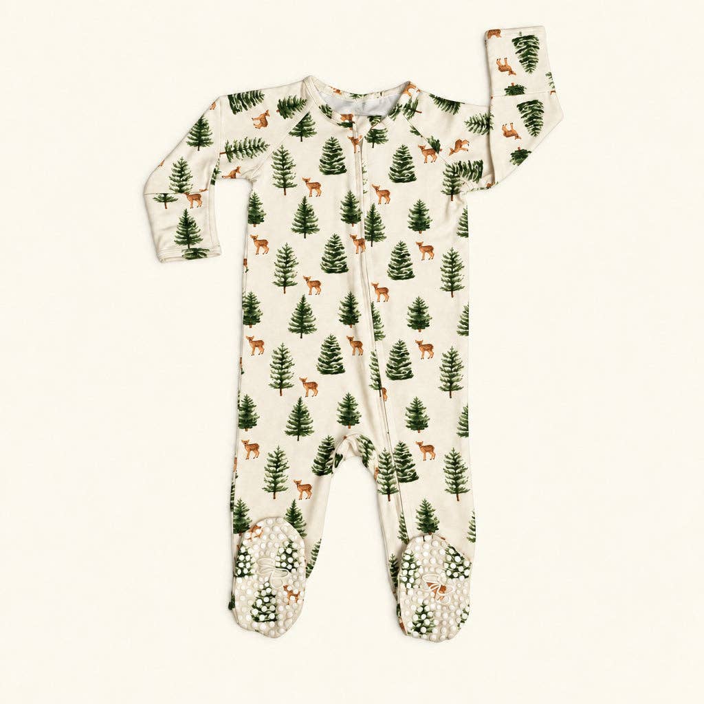 Winter Fawn Zipper Footie