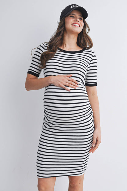 Striped Bodycon Maternity Dress
