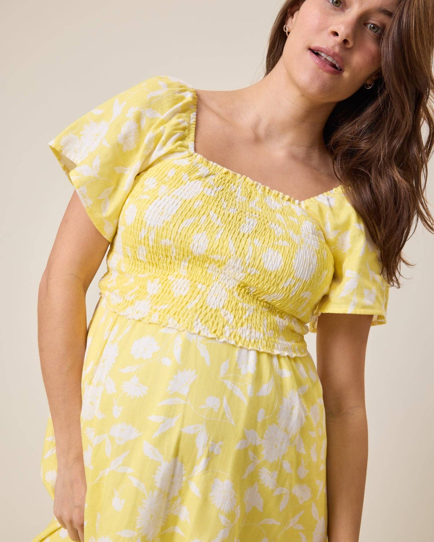 Lola Smocked Midi Dress | Yellow Floral