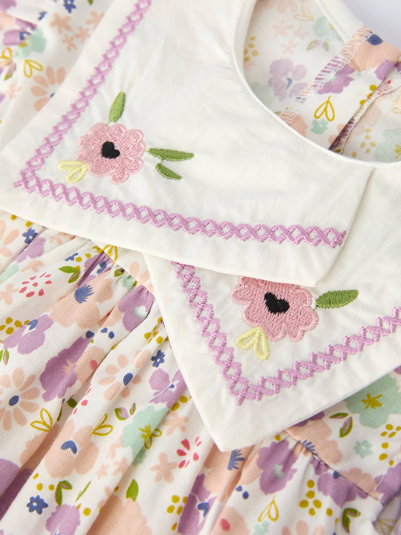 Purple Floral Print Baby Girl Romper