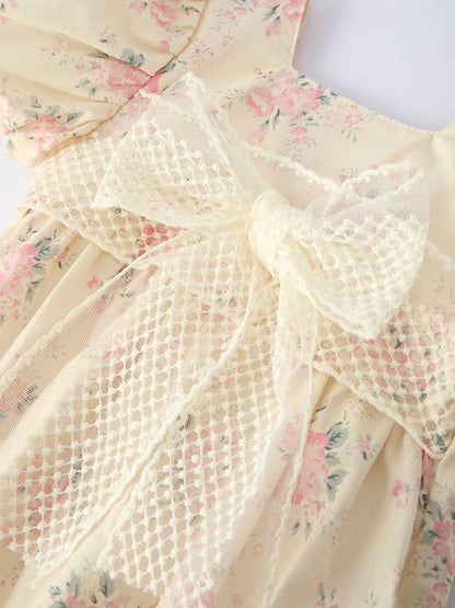 Lace Bow Baby Girls Romper Match Headband