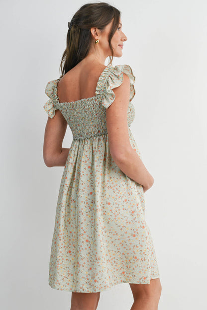 Floral Smocked Maternity Dress