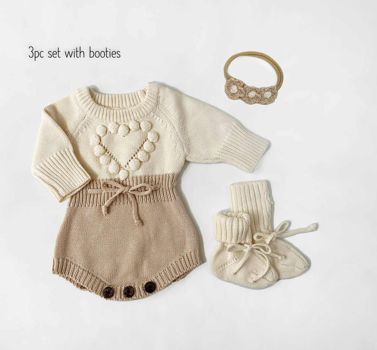 Cream Heart Romper Set NB (new)