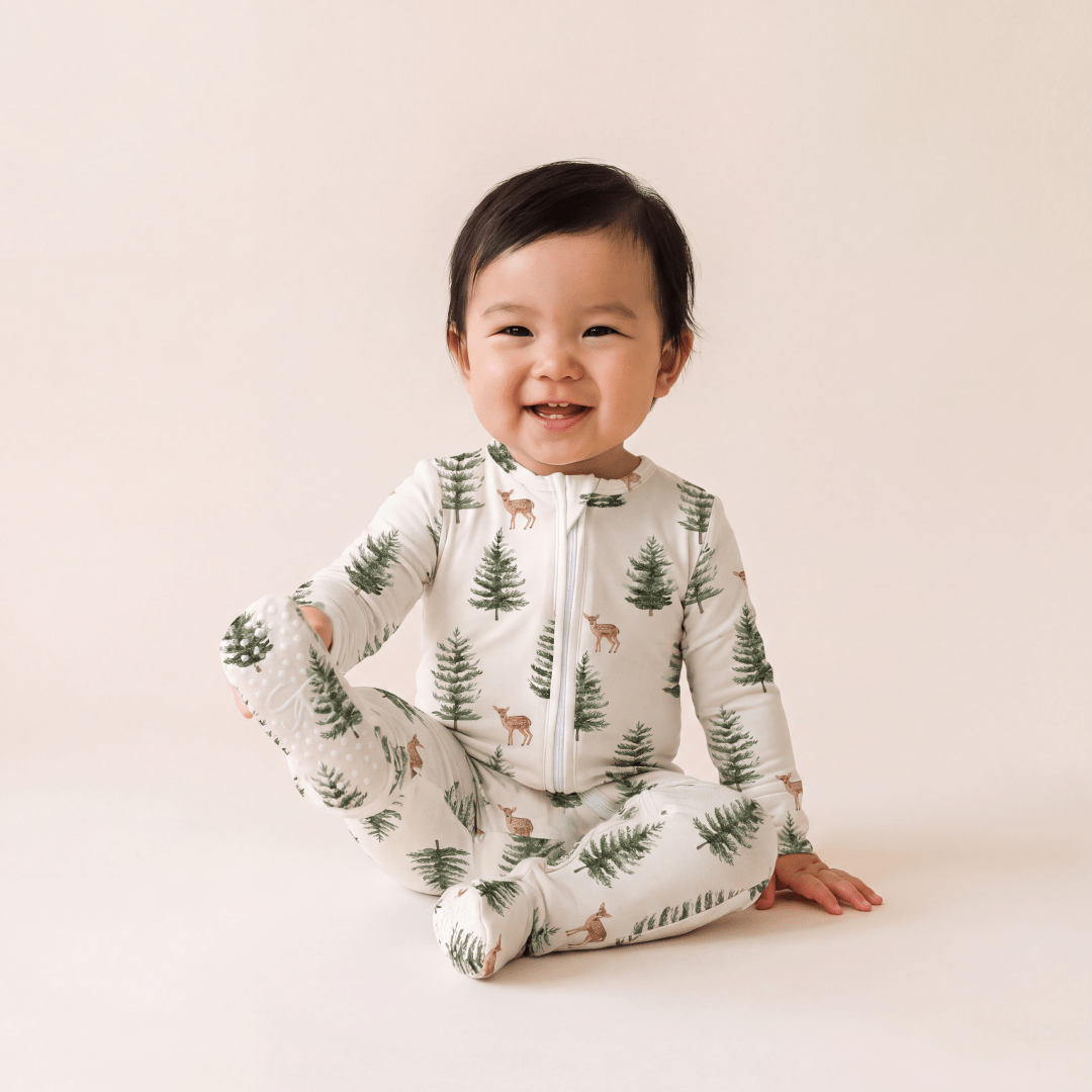 Winter Fawn Zipper Footie