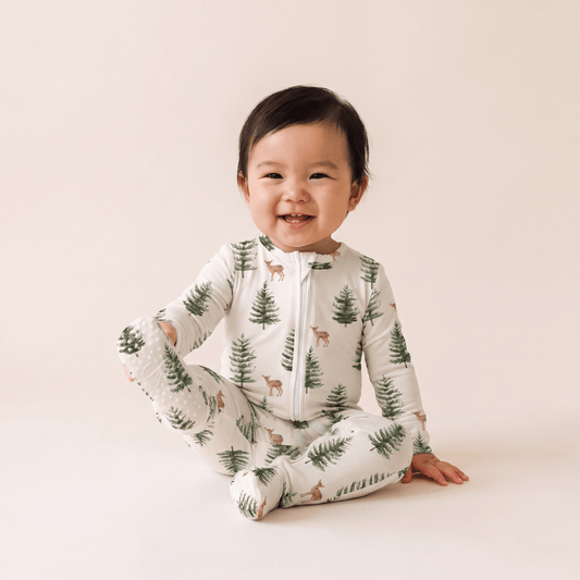 Winter Fawn Zipper Footie