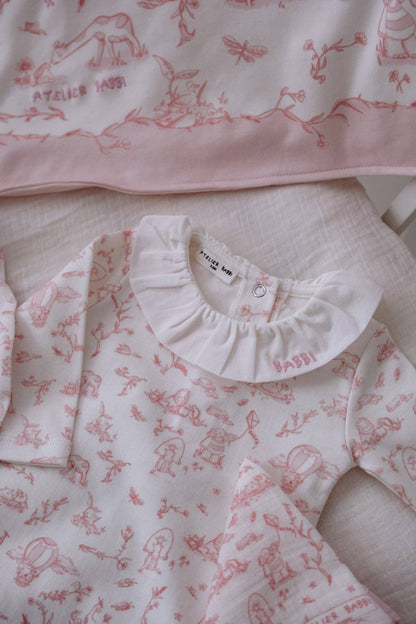 Newborn Set 5 Piece - Toile De Jouy/Pink