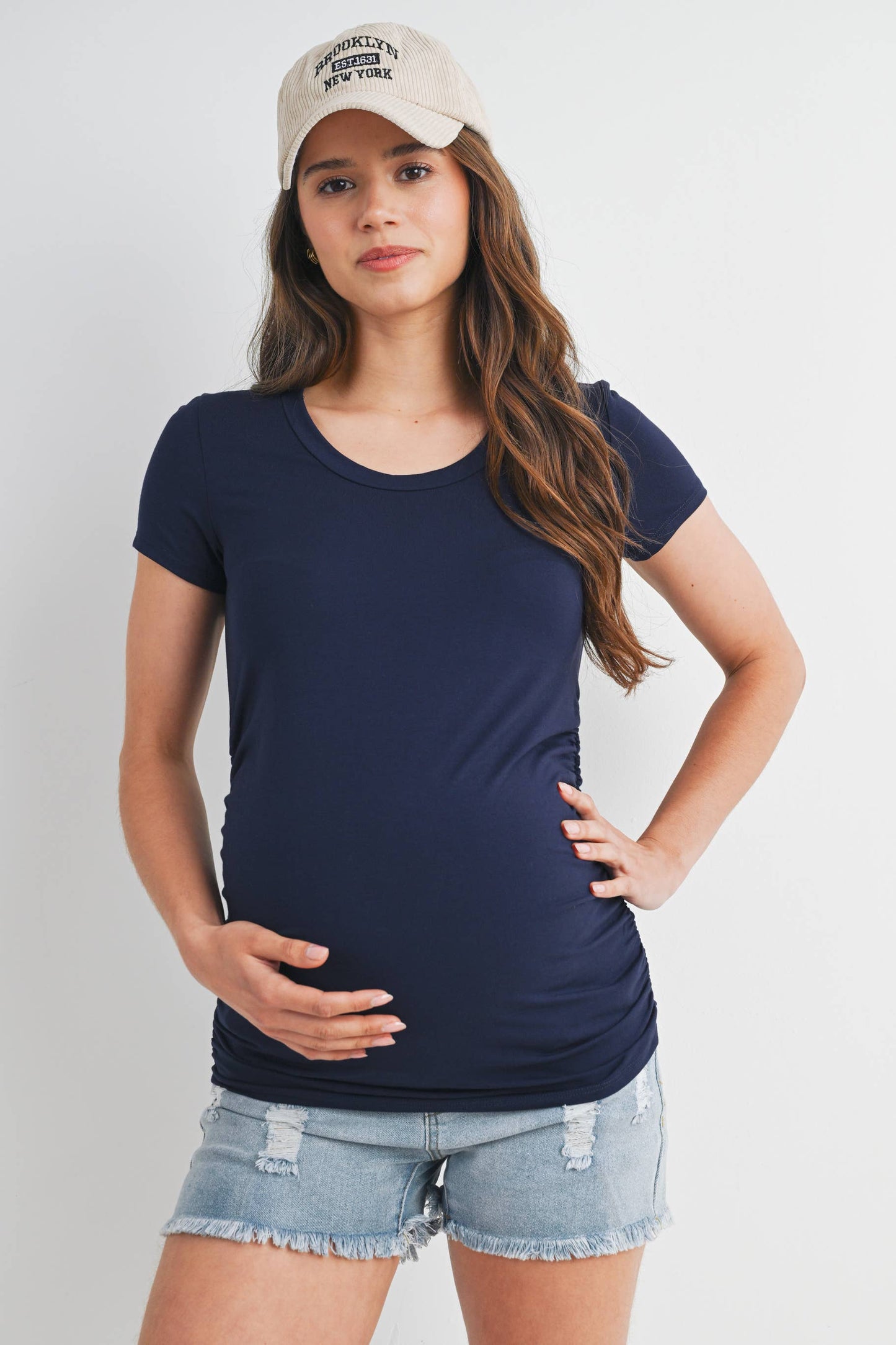Ruched Short-Sleeve Maternity T-Shirt