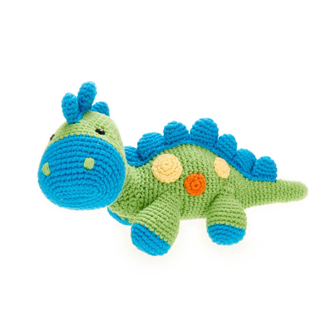 Stegosaurus Plush Dino Rattle – Green