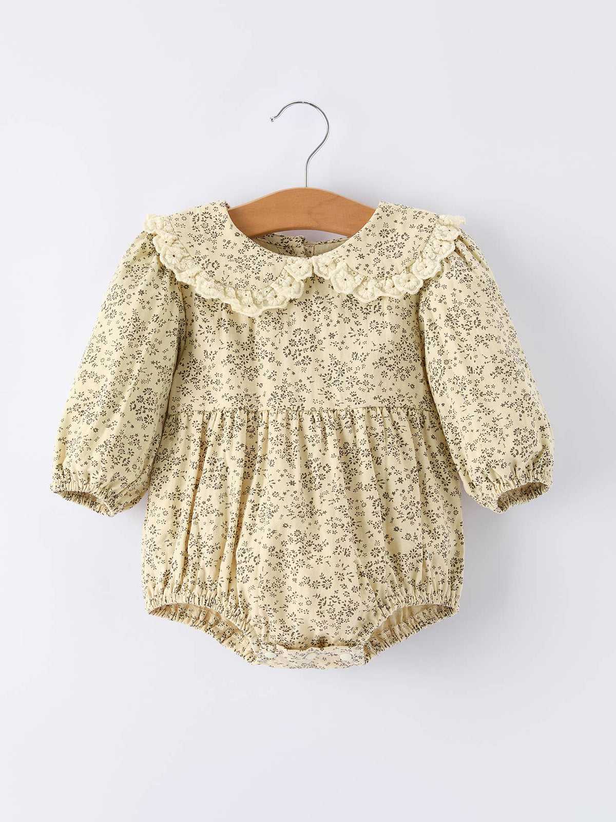 Apricot Lace Collar Baby Romper Girl's Floral Dress