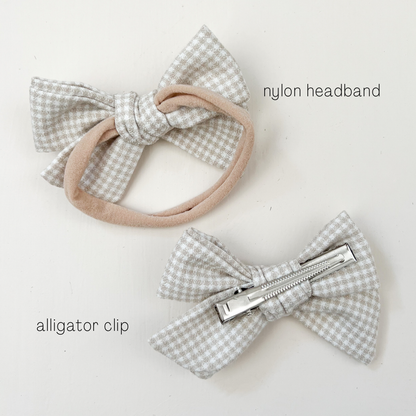 Alligator Clip Bow Set - Mauve/Natural Floral