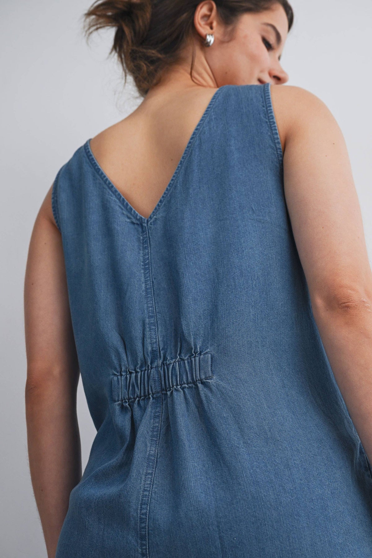 Sleeveless Maternity Denim Jumpsuit with Side Pockets