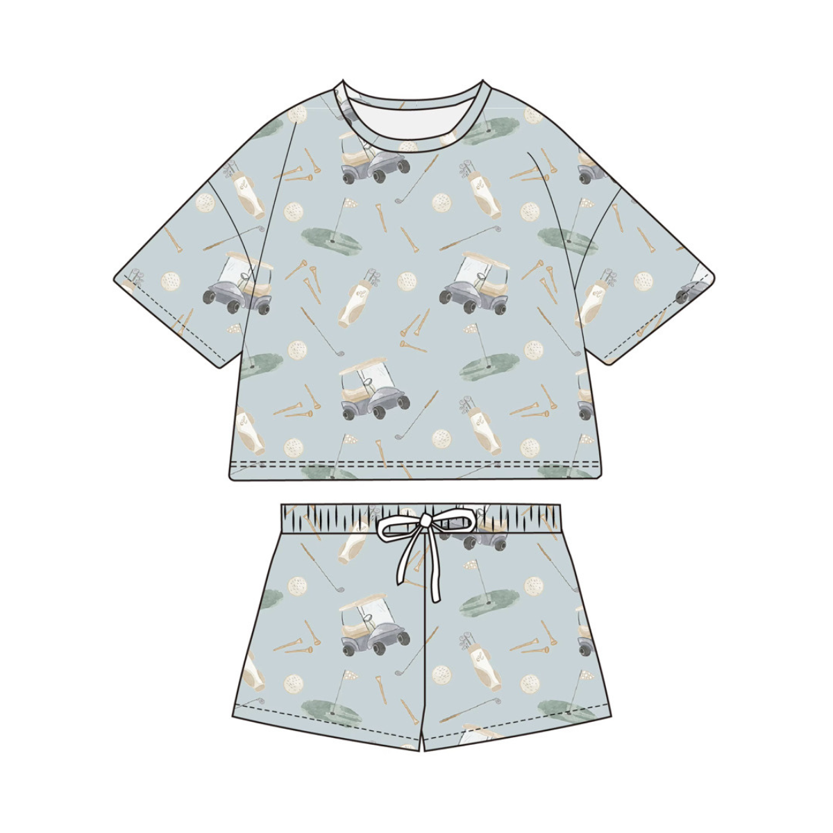 Dusty Blue Golf Tee & Short Set