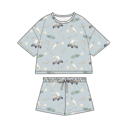 Dusty Blue Golf Tee & Short Set