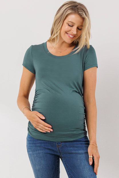 Ruched Short-Sleeve Maternity T-Shirt