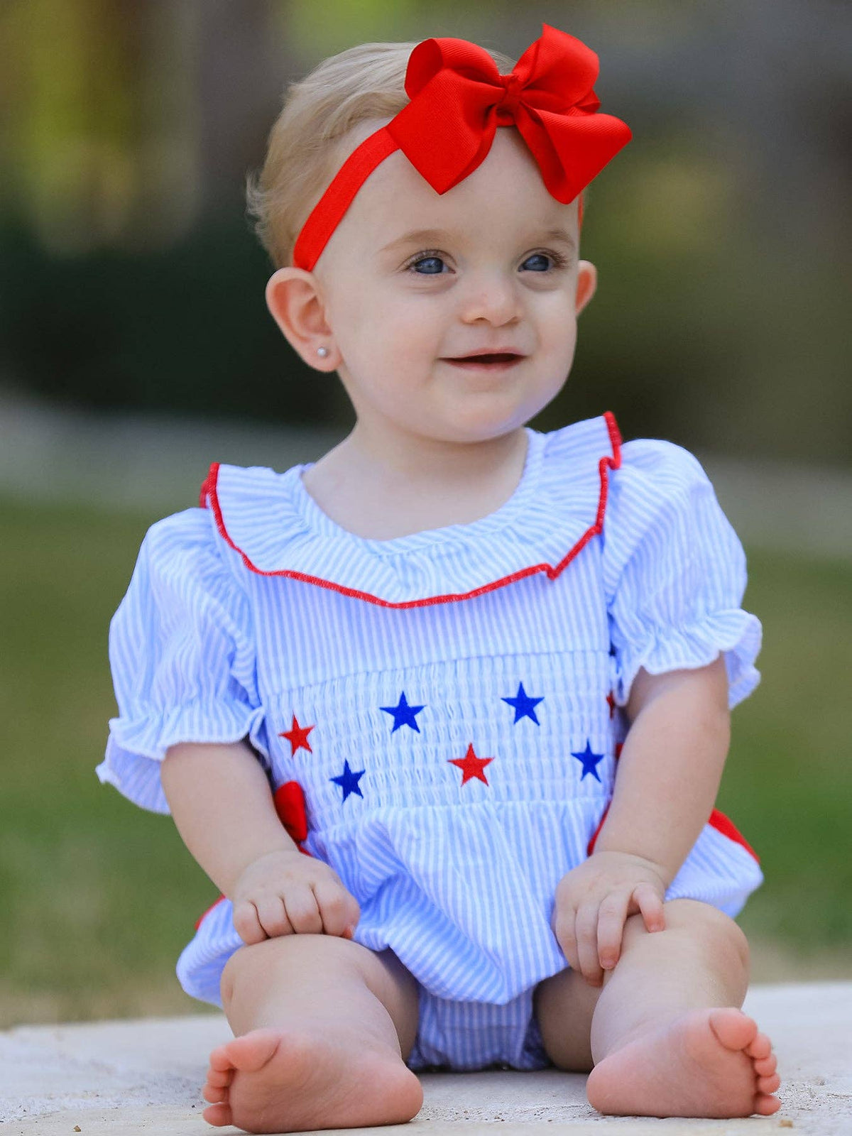 Smocking Star Embroidered Romper