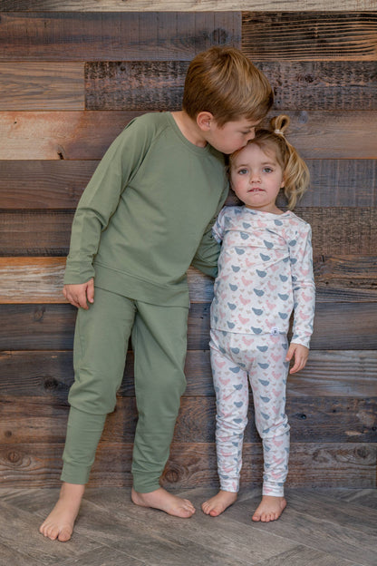 Crew Neck Jogger Set - Army Green