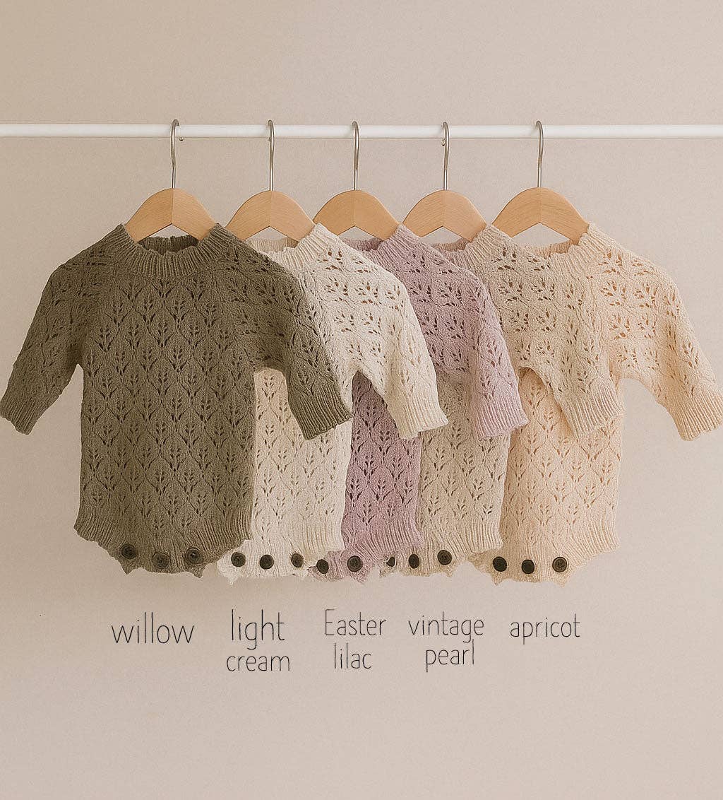 Vintage Pearl Lacy Romper 3pc