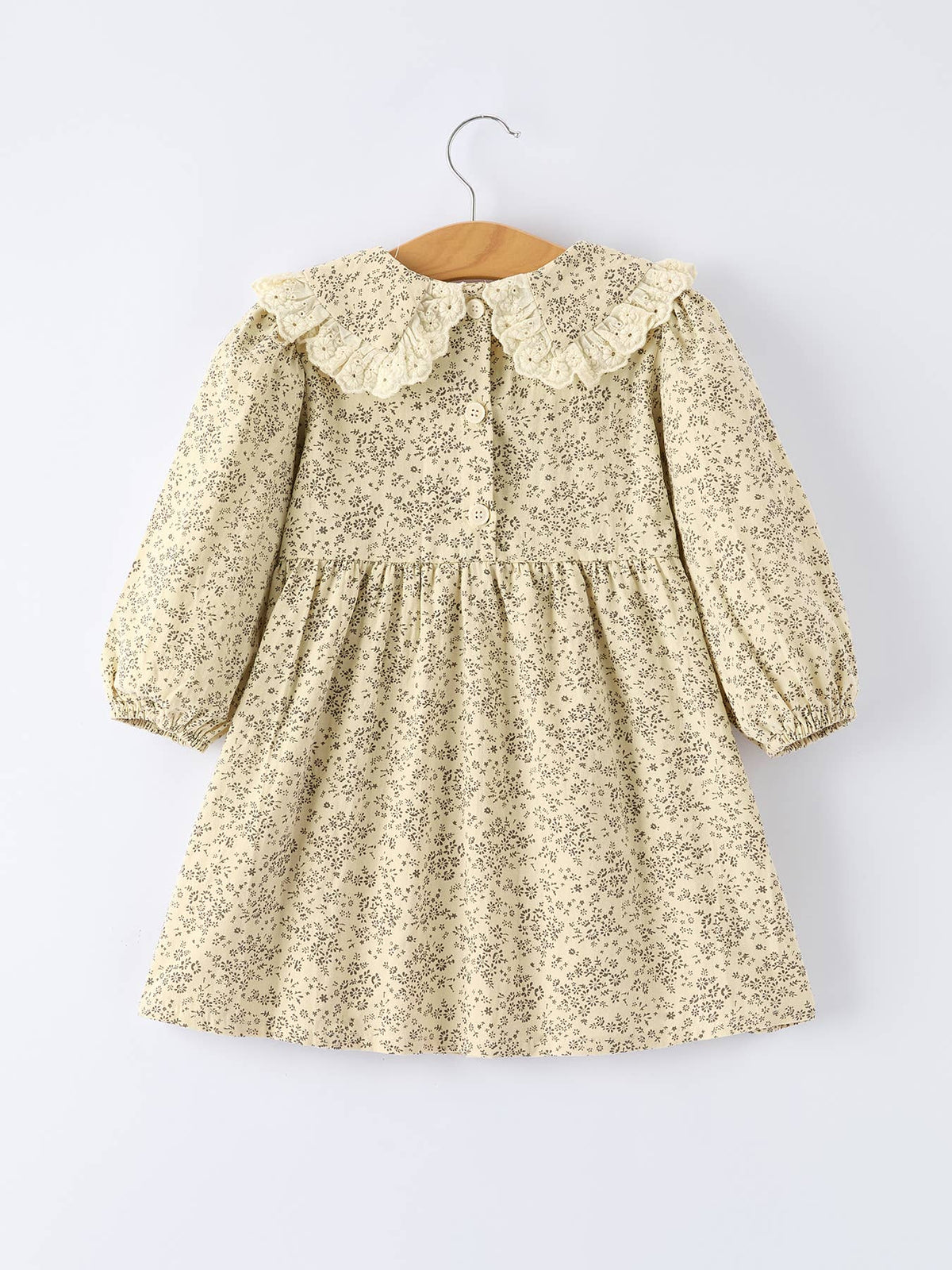 Apricot Lace Collar Girl's Floral Dress
