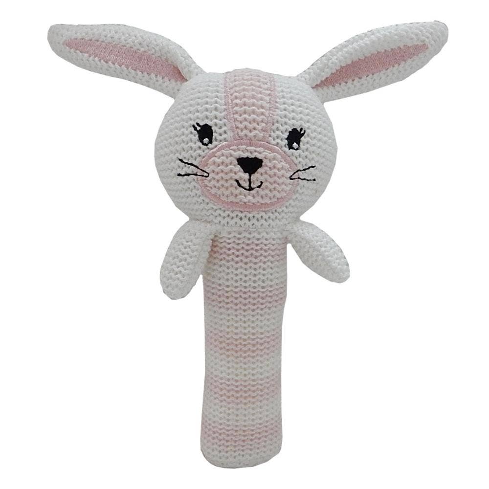 Huggable Cotton Knit Baby Rattle - Lucy Bunny