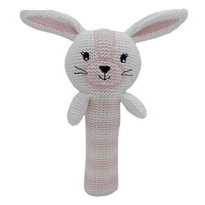 Huggable Cotton Knit Baby Rattle - Lucy Bunny