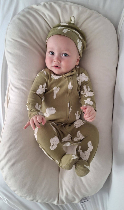 Sage Cactus Zipper Footie