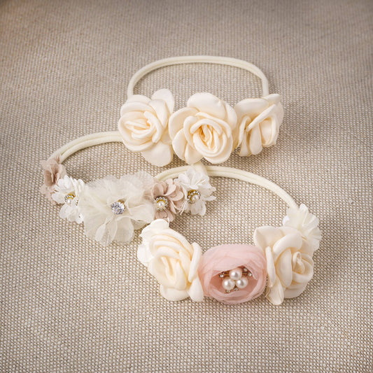 Girl's Headband Flowers & Pearls