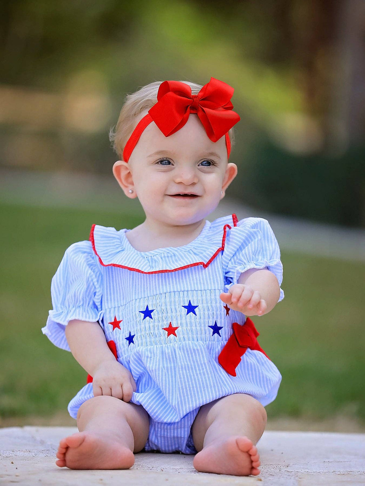 Smocking Star Embroidered Romper