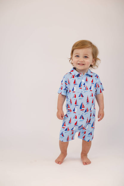 Sail Away Polo Romper