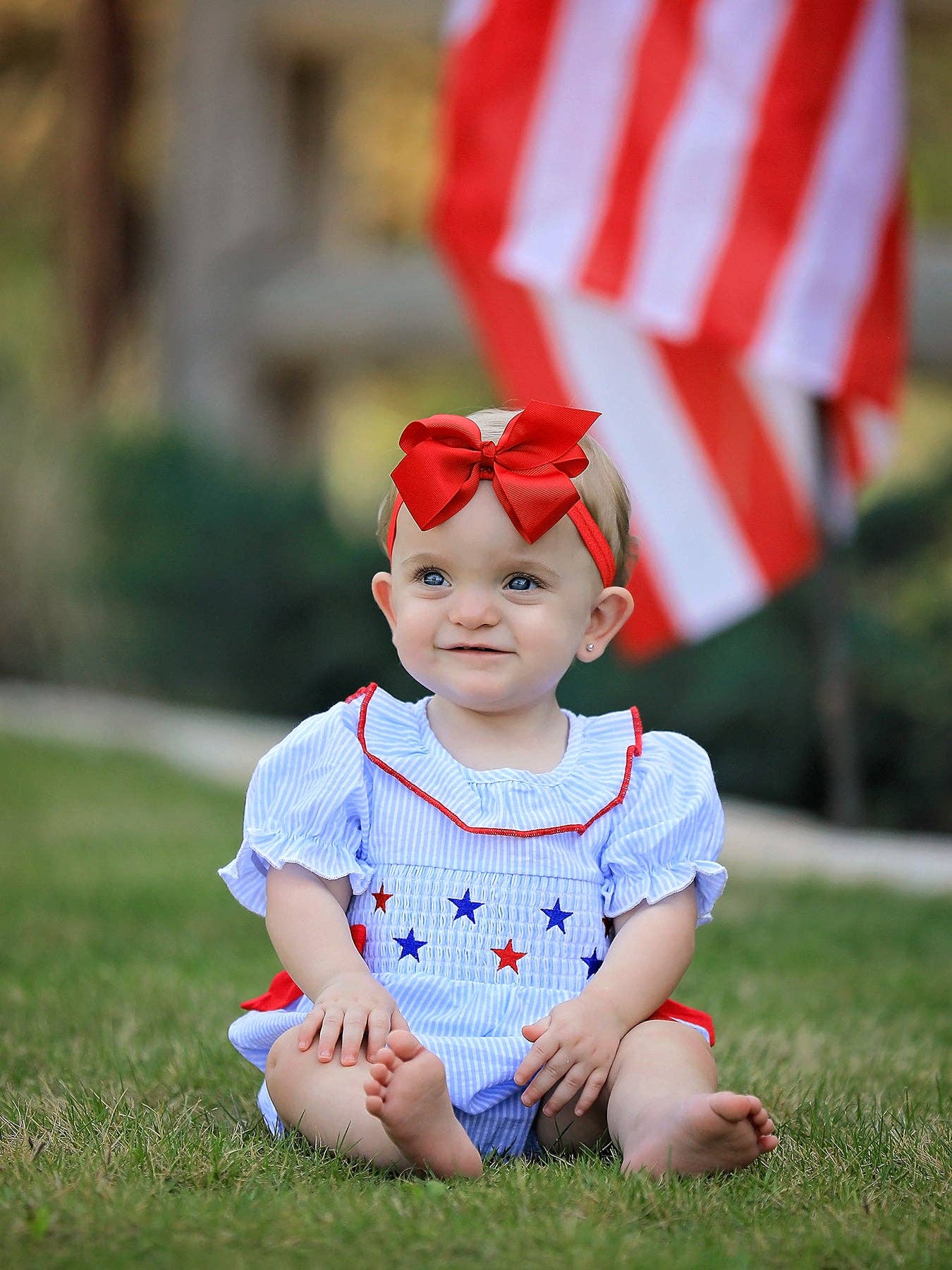 Smocking Star Embroidered Romper