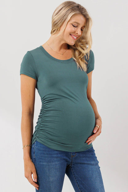 Ruched Short-Sleeve Maternity T-Shirt