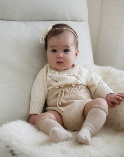 Cream Heart Romper Set