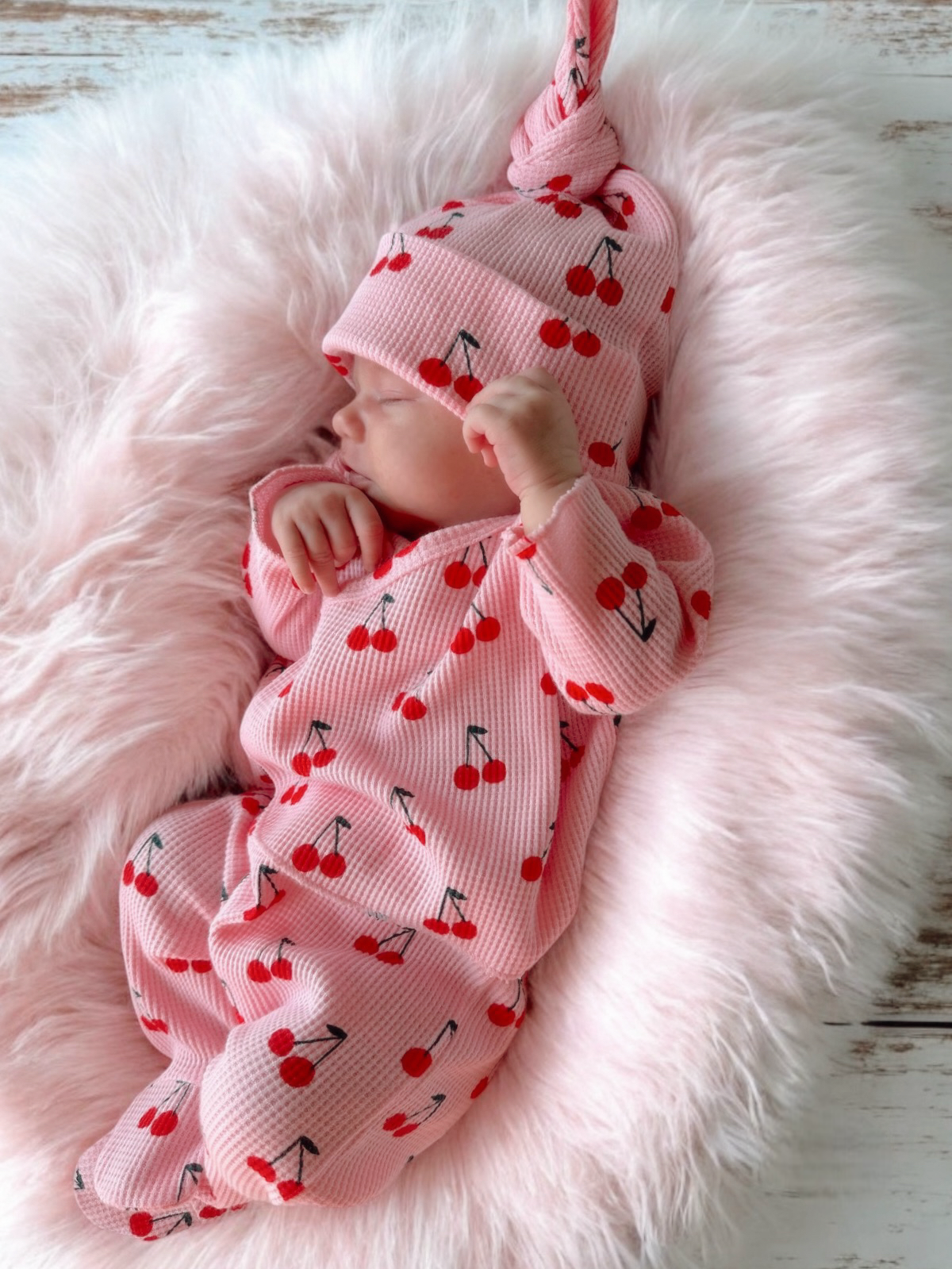 Cherries Organic Waffle & Pant Set