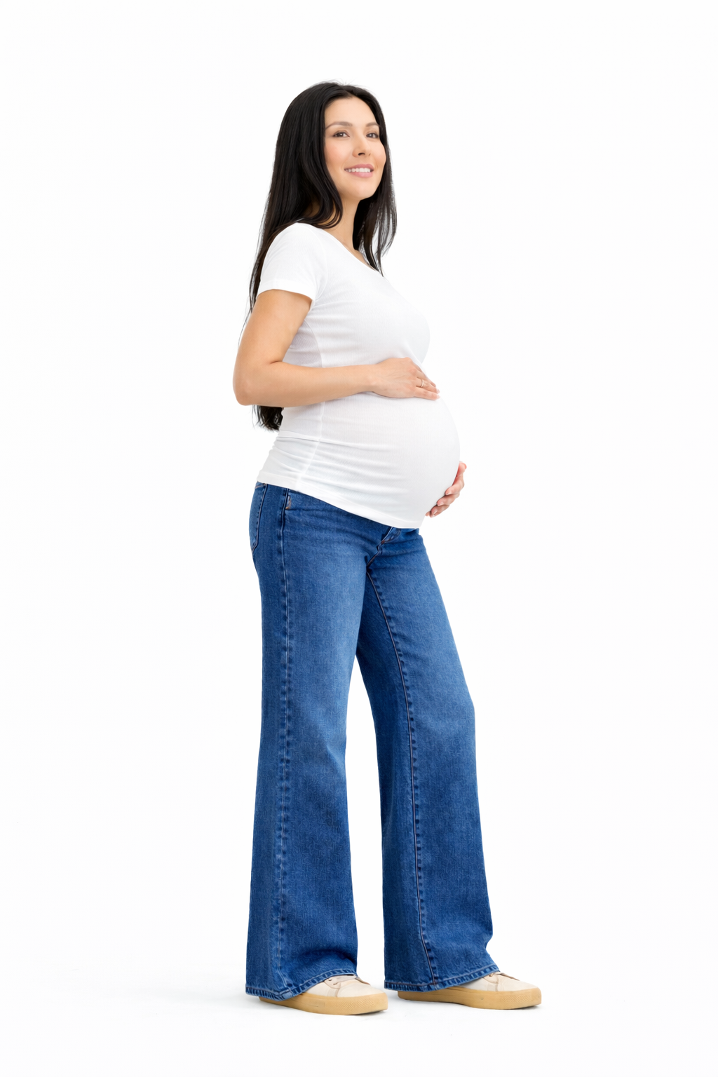 Maternity Wide Leg Jean w Bellyband
