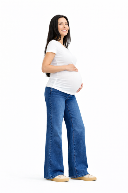 Maternity Wide Leg Jean w Bellyband