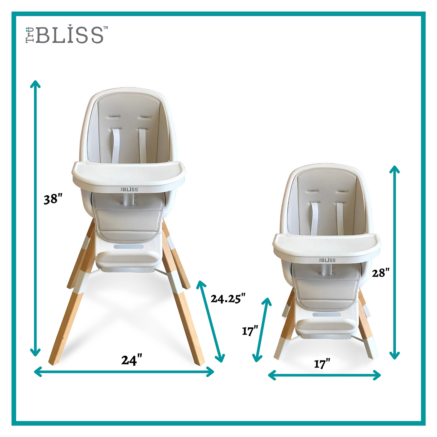 TruBliss Baby 2-in-1 Turn-A-Tot High Chair with 360 degree Swivel