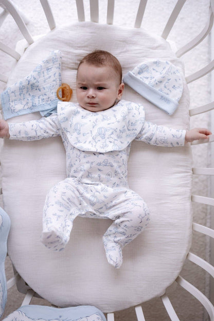 Newborn Set 5-Piece- Toile De Jouy/Blue