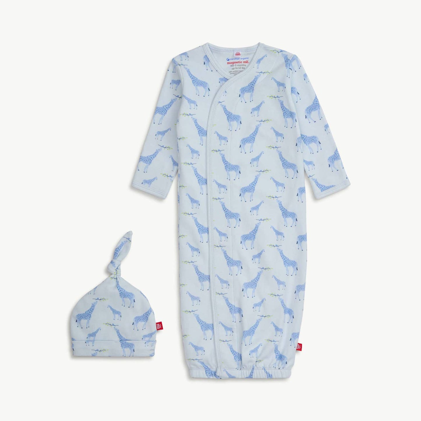 BLUE JOLIE GIRAFFE ORGANIC COT. MAG GOWN SET
