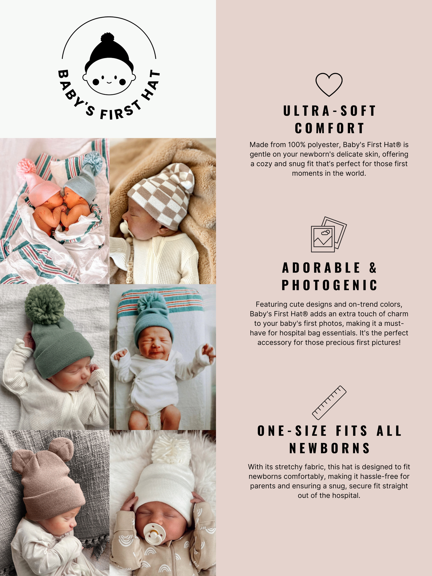 Baby's First Hat®, Sand/Petal Pink Bunny