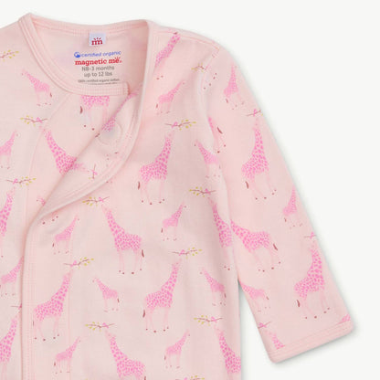 PINK JOLIE GIRAFFE ORGANIC COT. MAG GOWN SET