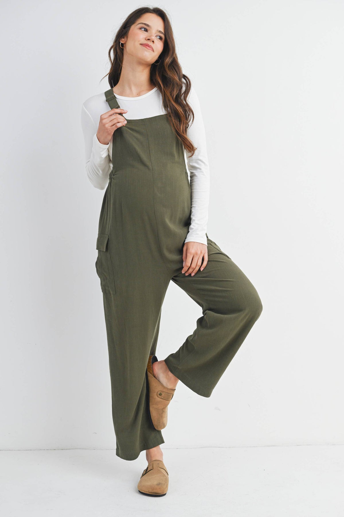 Straight Leg Maternity Adjustable Overalls