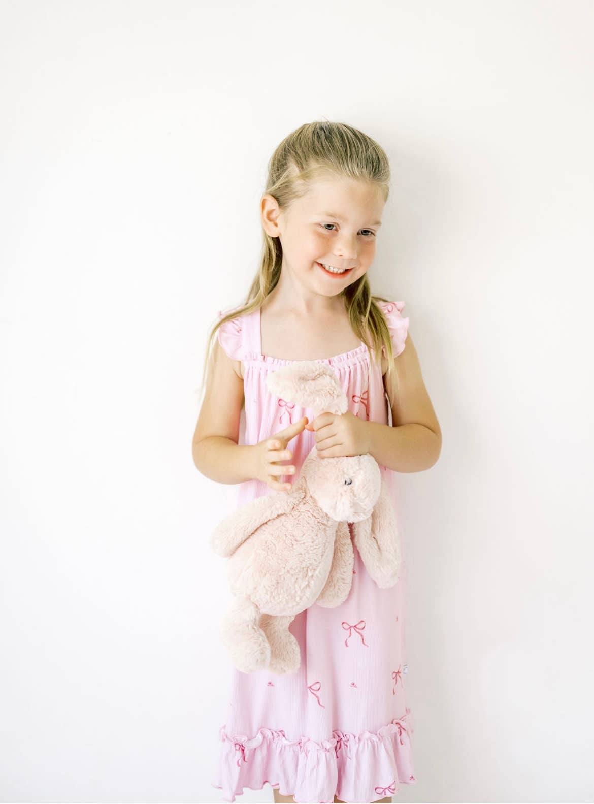 Ribbed Bamboo Nightgown in Pink Bows