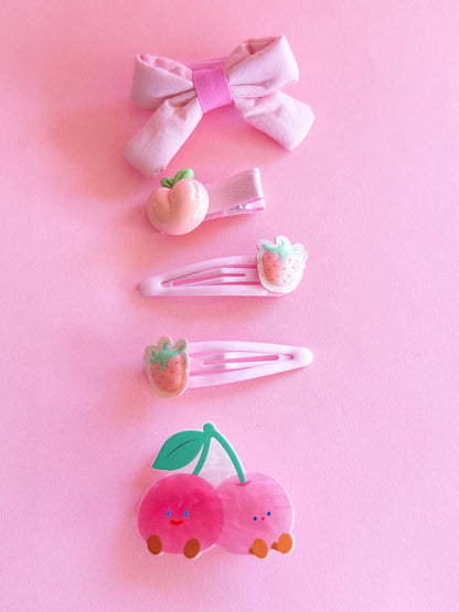 Twin Cherries Puffy Bow Set