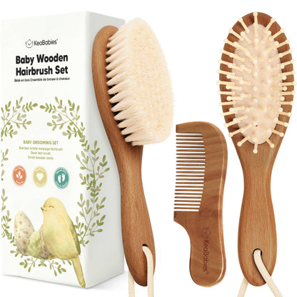 Baby Wooden Hairbrush Set