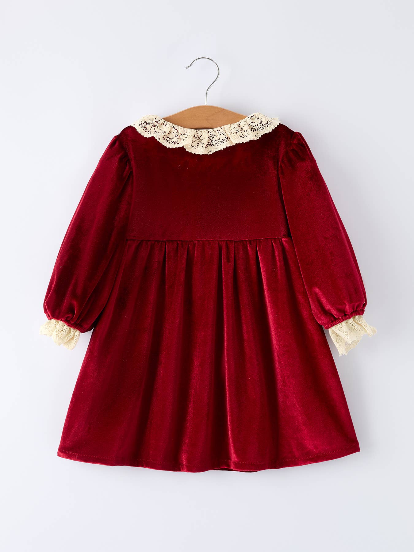 Christmas Long Sleeve Lace Girls' Dress - Red / Romper / 12M