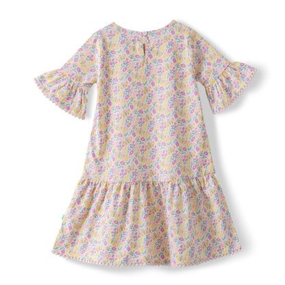 Floral Ruffle Sleeve Tiered Dress