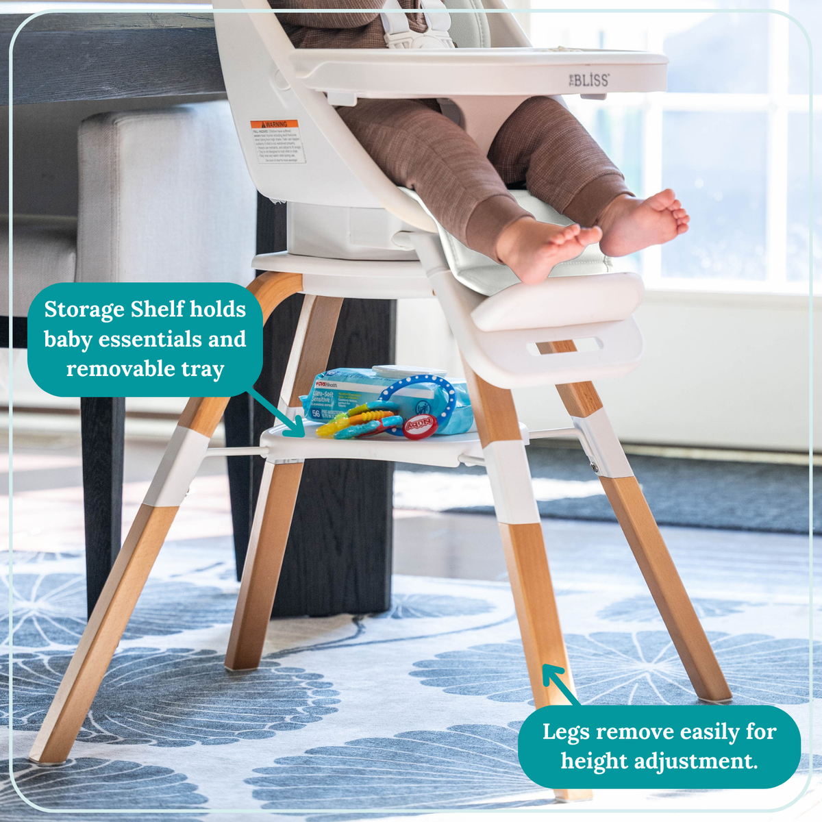 TruBliss Baby 2-in-1 Turn-A-Tot High Chair with 360 degree Swivel