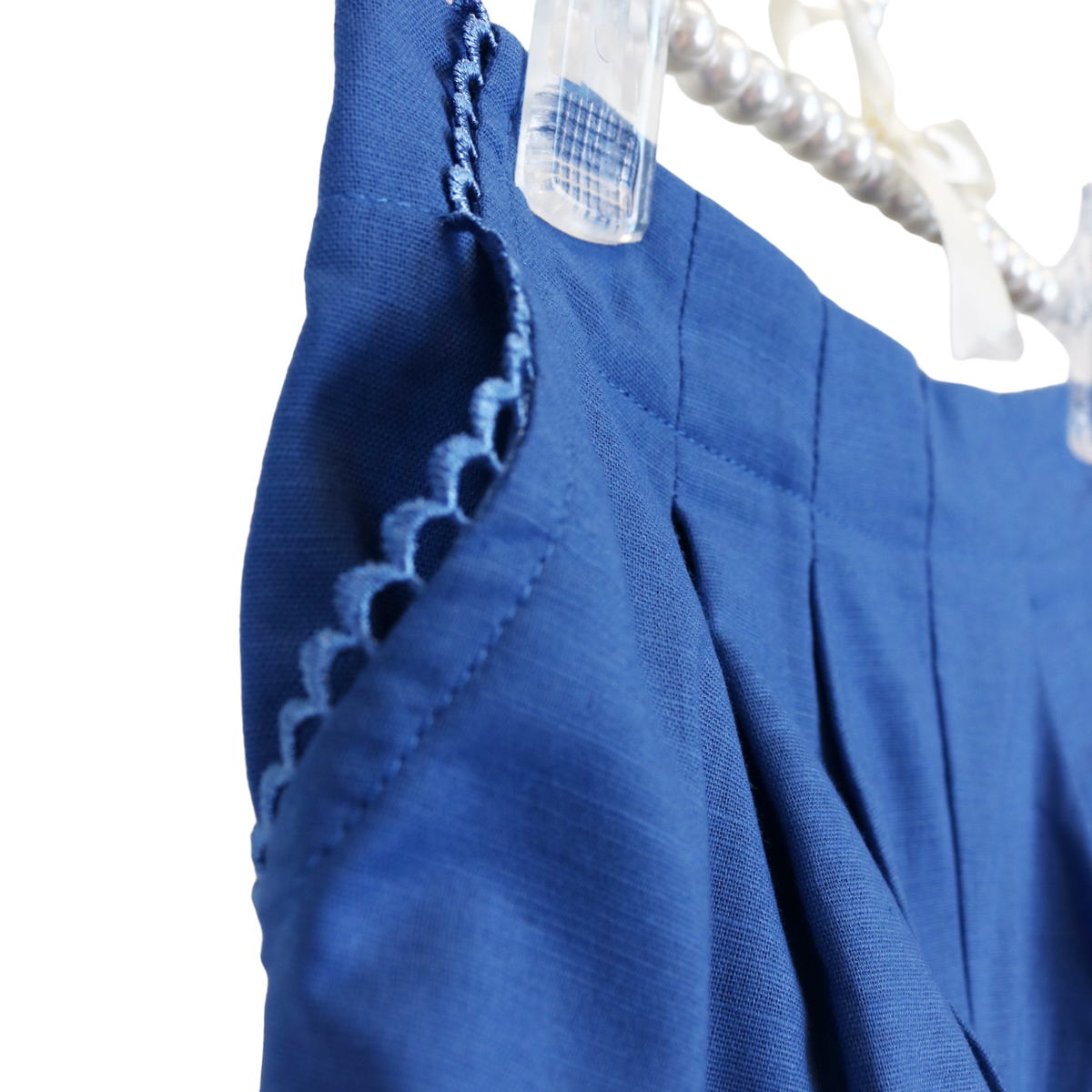 Crochet Trim Front Pleat Shorts