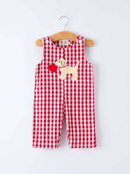 Romper with Applique Heart Dog