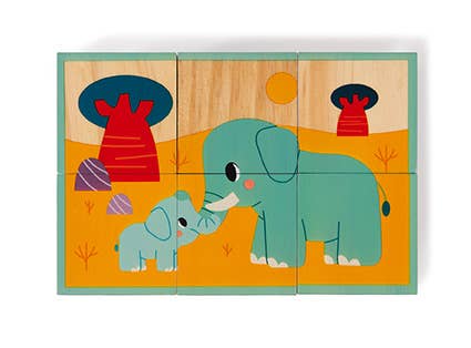 6 ANIMAL WOODEN BLOCKS